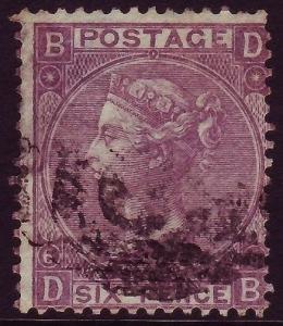 Sg97, 6d lilac pl 6, GU. Cat £150. Wmk Emblems.DB