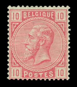 BELGIUM 1883  King Leopold II  10c carmine  Scott # 45  mint MLH