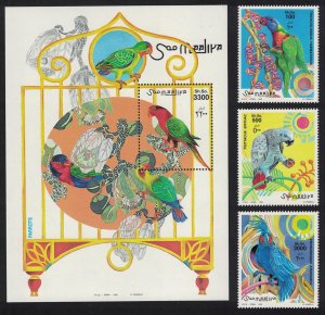 Somalia Parrots Birds 4v+MS 1999 MNH MI#746-748+Block 59