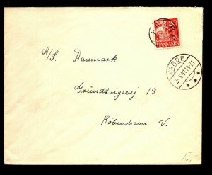 Denmark 1954 20 Ore Single Franking Cover - L32363