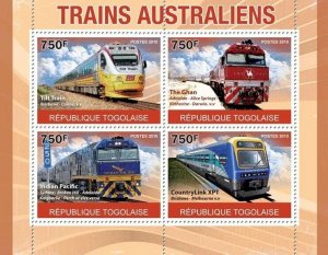 Togo 2010 MNH - Australian Trains (Tilt Train, The Ghan, Indian Pasific)