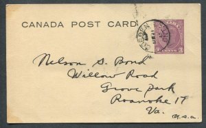 CANADA POSTAL STATIONERY USED ADVERTISING POSTCARD POPULAR STAMPS