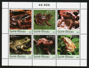 Guinea-Bissau MNH S/S Frogs 2003 6 Stamps