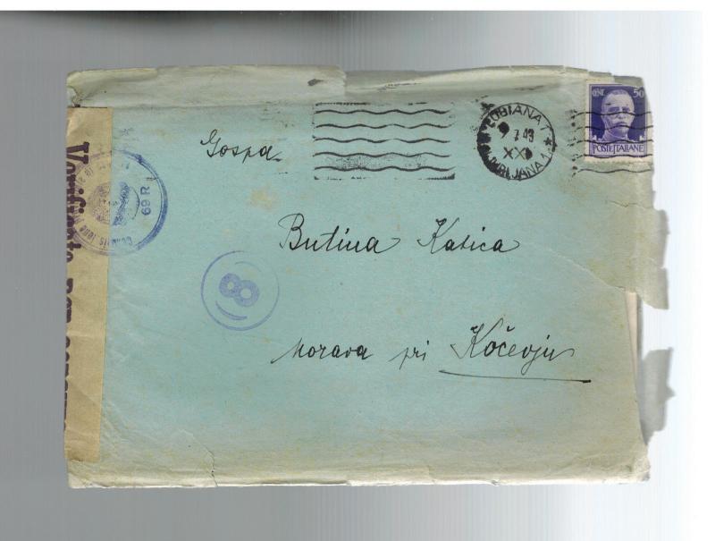 1943 Lubiana to Padova Italy Internment Camp Cover w letter contents A Butina
