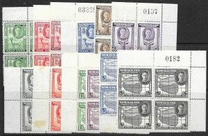 SOMALILAND SG105/16 1942 DEFINITIVE SET CNR BLOCKS OF 4 MNH