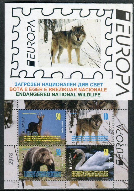 267 - NORTH MACEDONIA 2021- National Wildlife - Wolf-Bear-Deer-Swan- MNH Booklet