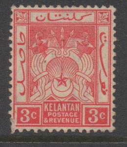 MALAYA KELANTAN;  1911 early issue Mint unused 3c. value