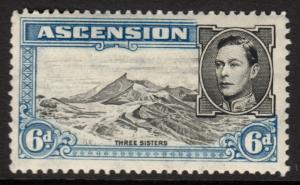 Ascension KGVI 1938 6d Black Blue SG43b Mint Lightly Hinged