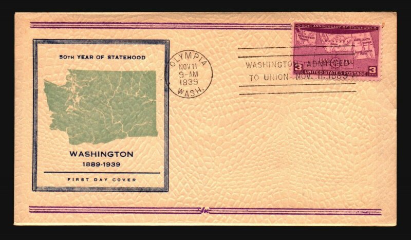 US SC# 858 FDC / Fidelity Textured Cachet / Olympia  - Z20270