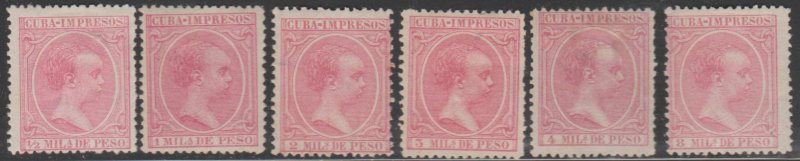 1894 Cuba Newspaper Stamps King Alfonso Spain Complete Set  NEW