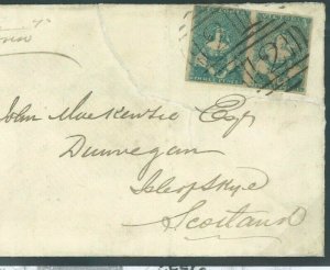 Australian States VICTORIA Cover 4 Margin 3d Pair HALF-LENGTH Scotland 1858 W91c