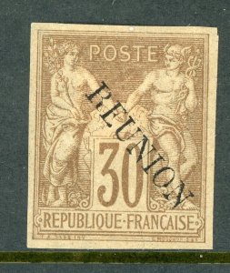 Reunion 1891 French Colonial Overprint 30¢ Brown Mint T452