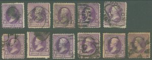 US Scott #221 Used LOT/11, Faulty, Most w Thins or Perf Issues, SCV $99.00 (YG)