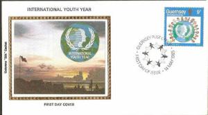 Guernsey 1985 International Youth Year Emblem Scene Colorano Silk Cover # 13286