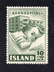 Iceland 1949 10a + 10a Child Semi-Postal, Scott B7 MH, value = 85c