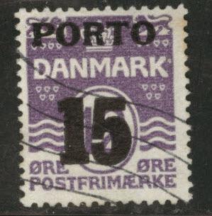 DENMARK  Scott j38 used postage due 1934 perf tip toned UR