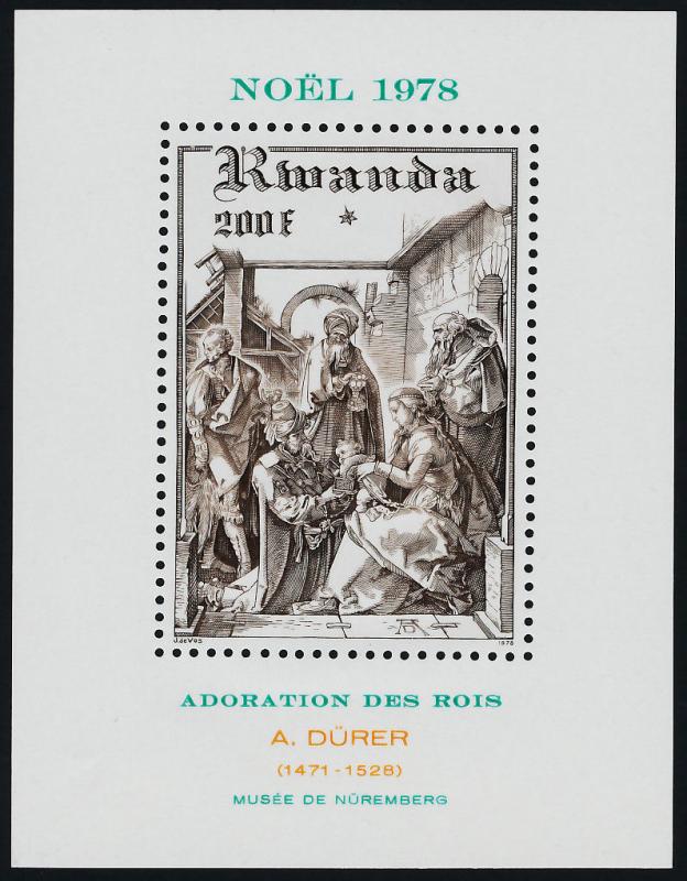 Rwanda 894 MNH Christmas, Art, Adoration of the Kings, Durer