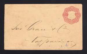SALVADOR: 1892 10c Stationary Envelope USED to CHILE 