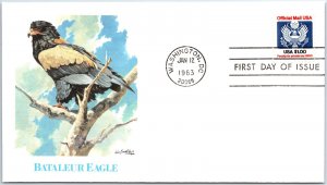 US FIRST DAY COVER $1.00 OFFICIAL VALUE ON FLEETWOOD Bataleur Eagle Cachet 1983