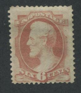 1873 US Stamp #159 6c F/VF Mint No Gum Hinged Catalogue Value $120