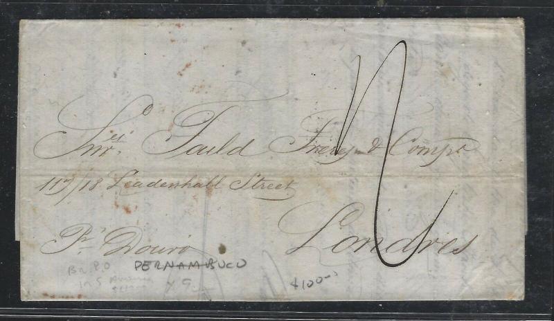 BRAZIL  (PP2701B) 1871  BRTISH PO PERNAMBUCO TO LONDON