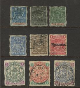 British South Africa - Scott Various - Definitives - 9 single  Stamps