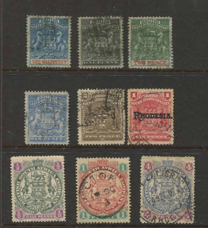 British South Africa - Scott Various - Definitives - 9 single  Stamps