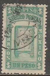 MEXICO G3, $1PESO INSURED LETTER. USED. F-VF (968)