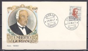 Italy, Scott cat. 970. Composer Umberto Giordano issue. First day cover.