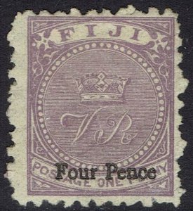 FIJI 1878 VR MONOGRAM FOUR PENCE ON 1D PERF 10