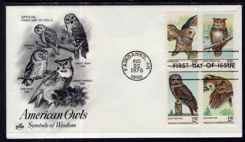 US 1763a Owls Artcraft U/A FDC