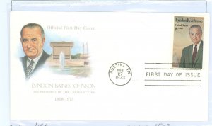 US 1503 1973 Lyndon Banes Johnson, oversize FDC, 1st cachet LBJ Library