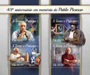 St Thomas - 2018 Pablo Picasso - 4 Stamp Sheet - ST18104a
