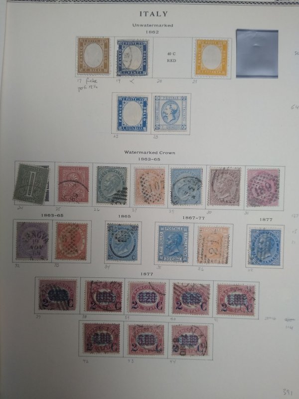 collection on pages Italy 1862-97 PS: CV $1129