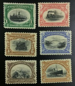 MOMEN: US STAMPS #294-299 PAN-AMERICANS COMPLETE SET MINT OG H LOT #72572