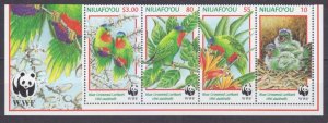 1998 Niuafo'ou 326-329strip+Tab WWF, Birds 15,00 €