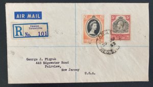1953 Tanga Tanganyika British KUT Registered cover to Fairview NJ USA