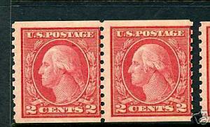 Scott #454 Washington Mint Coil Pair NH (Stock #454-27) 