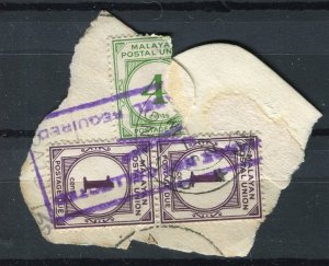 MALAYA; 1940s early classic Postage Due issue used POSTMARK PIECE
