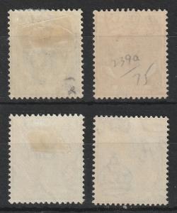 Malaya Straits Settlements 1937-41 KGVI 4V MH SG#278/294/295/298 CV£41 M1963