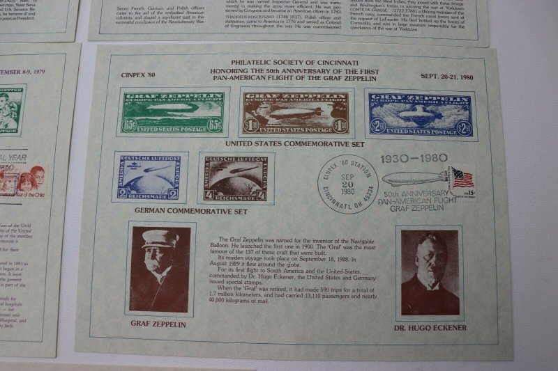 CINPEX 1974-1983 US Philatelic Exhibition Stamp show Souvenir card lot page coll