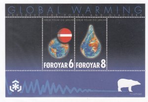 Faroe Islands 509a MNH 2009 Global Warming Souvenir Sheet of 2