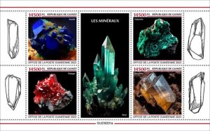 Guinea - 2023 Minerals, Azurite, Malachite, Realgar - 4 Stamp Sheet - GU230201a