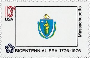 1976 13c Massachusetts State Flag, Bicentennial Era Scott 1638 Mint F/VF NH