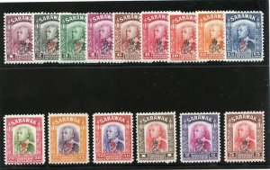 Sarawak 1947 'GvR' overprint set complete superb MNH. SG 150-164. Sc 159-173.