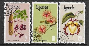 Uganda #127-129  Flowers   (U)  CV $2.05