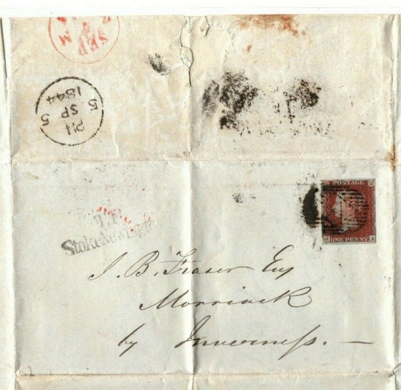 GB Cover *Hall of Commerce* London Stoke Newington EL Letter 1844 {samwells}EP42 