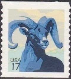 U.S.#4140 Bighorn Sheep 17c Coil Single, MNH. Overall Tagging.