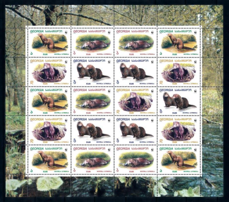 [94466] Georgia 1999 Wild Life European Mink WWF Sheet MNH