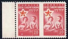 Turkey 1957 Child Welfare 20pa unmounted mint marginal pa...